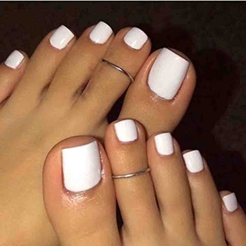 KXAMELIE Presse auf Zehennägel Frühling Sommer Zehennägel Falsche Nägel Kurze Zehennägel mit Orange Weiß Gänseblümchen Blumen für Frauen Mädchen Nail Art (matte white) von KXAMELIE