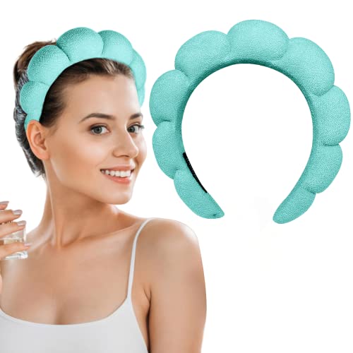 Green Spa Stirnband für Frauen Schwamm,KXAMELIE Soft Make-up Stirnband zum Waschen des Gesichts Frottee Handtuch Süßer Stirnbandhalter für Hautpflege Make-up Entfernung Dusche von KXAMELIE