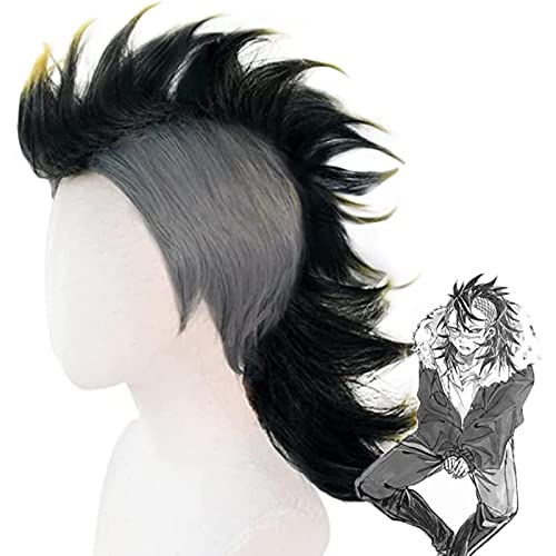Anime-Cosplay-Perücke, Anime Shinazugawa Genya Muichiro Cosplay Perücke Kunsthaar Schwarz von KXAOXGRC