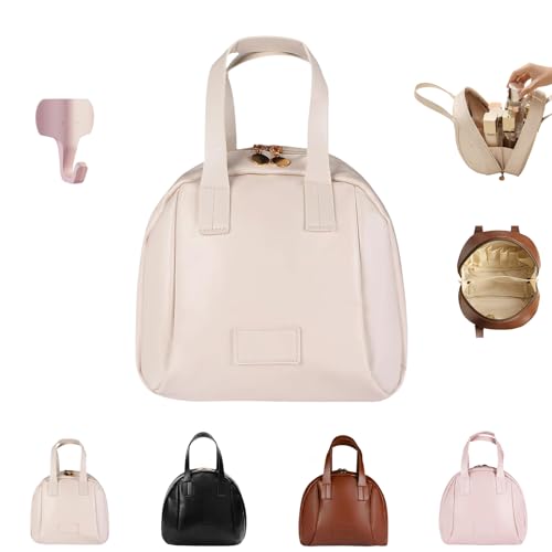 Multi-Layered Shell-Shaped Cosmetic Bag, Beachersett Travel Hanging Toiletry Wash Bag, 2024 New Makeup Bag for Women, Portable Shell Shaped Make up Bag Capacity Makeup Organizer. (White) von KXDEFE