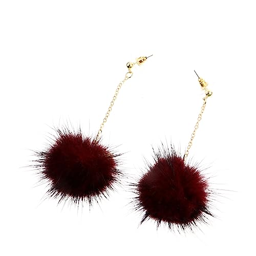 1 Paar Katze Ohr Leicht attraktive Hochzeit Ohrringe Temperament Anhänger Schmuck Miss Pompom Pelzkugeln weiß von KXQYIKYI