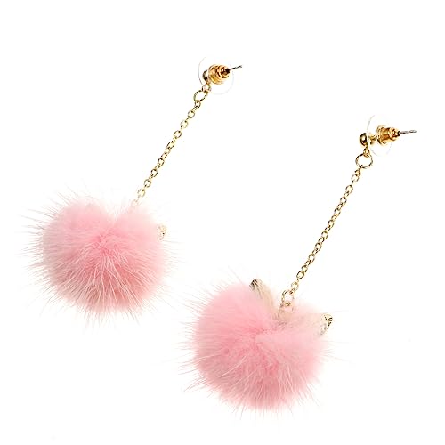 1 Paar Katze Ohr Leicht attraktive Hochzeit Ohrringe Temperament Anhänger Schmuck Miss Pompom Pelzkugeln weiß von KXQYIKYI