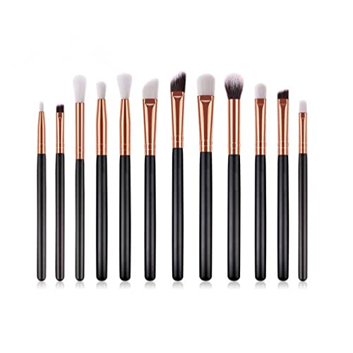 12pcs Professionelle Augen Make -up Pinsel Set Holzgriff Lidschatten Augenbrauen Eyeliner Mischpinsel (D) von KXQYIKYI