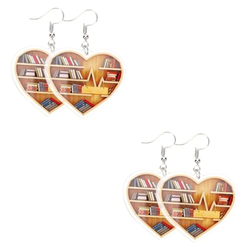 2 Paare Buch Dangle Valentinstag für Frauen Trendy Drop Heart Ohrringe Acryl Anhänger Miss Hanging Ohren von KXQYIKYI
