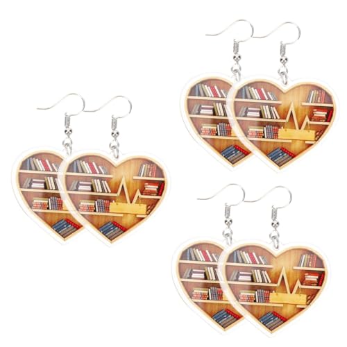 2 Paare Buch Dangle Valentinstag für Frauen Trendy Drop Heart Ohrringe Acryl Anhänger Miss Hanging Ohren von KXQYIKYI