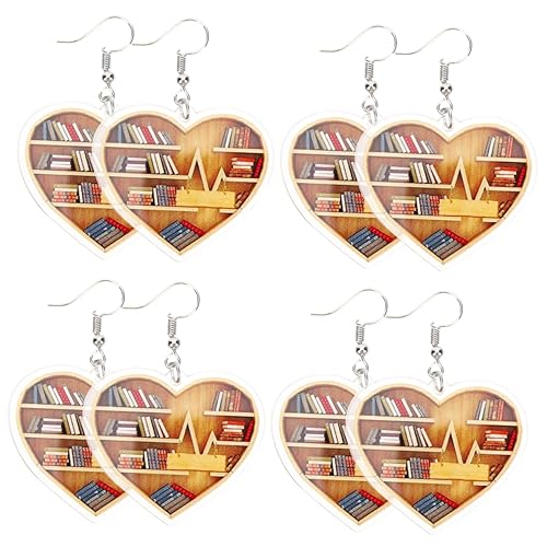 2 Paare Buch Dangle Valentinstag für Frauen Trendy Drop Heart Ohrringe Acryl Anhänger Miss Hanging Ohren von KXQYIKYI