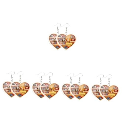 2 Paare Buch Dangle Valentinstag für Frauen Trendy Drop Heart Ohrringe Acryl Anhänger Miss Hanging Ohren von KXQYIKYI