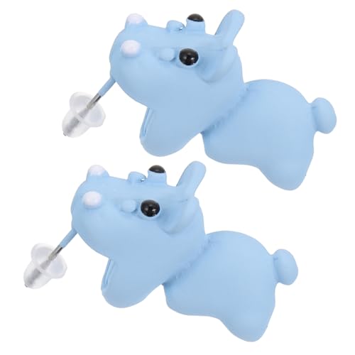 2 Paare Mädchen Frauen tragen Post Mode Ohrringe Hundebiss tierische Ohrohrstecker Polymerton weiße Fräulein kleine Tiere von KXQYIKYI