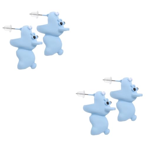 2 Paare Mädchen Frauen tragen Post Mode Ohrringe Hundebiss tierische Ohrohrstecker Polymerton weiße Fräulein kleine Tiere von KXQYIKYI
