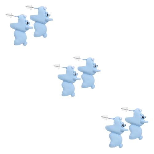 2 Paare Mädchen Frauen tragen Post Mode Ohrringe Hundebiss tierische Ohrohrstecker Polymerton weiße Fräulein kleine Tiere von KXQYIKYI