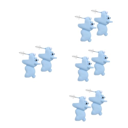 2 Paare Mädchen Frauen tragen Post Mode Ohrringe Hundebiss tierische Ohrohrstecker Polymerton weiße Fräulein kleine Tiere von KXQYIKYI