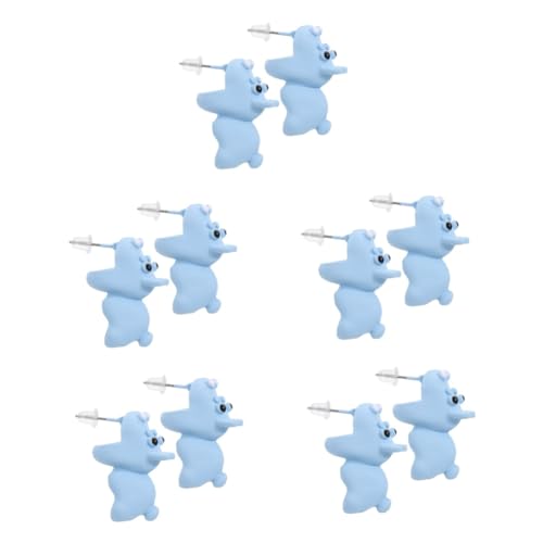 2 Paare Mädchen Frauen tragen Post Mode Ohrringe Hundebiss tierische Ohrohrstecker Polymerton weiße Fräulein kleine Tiere von KXQYIKYI