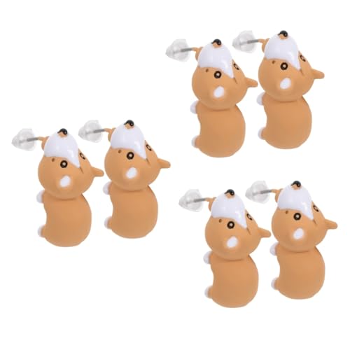 2 Paare Mädchen Frauen tragen Post Mode Ohrringe Hundebiss tierische Ohrohrstecker Polymerton weiße Fräulein kleine Tiere von KXQYIKYI