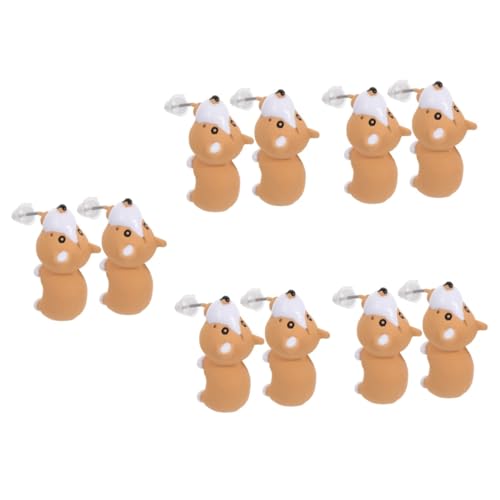 2 Paare Mädchen Frauen tragen Post Mode Ohrringe Hundebiss tierische Ohrohrstecker Polymerton weiße Fräulein kleine Tiere von KXQYIKYI
