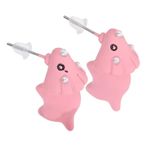 2 Paare Mädchen Frauen tragen Post Mode Ohrringe Hundebiss tierische Ohrohrstecker Polymerton weiße Fräulein kleine Tiere von KXQYIKYI