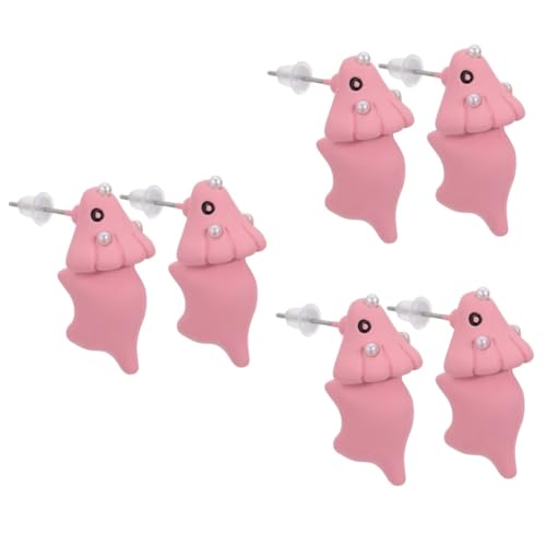 2 Paare Mädchen Frauen tragen Post Mode Ohrringe Hundebiss tierische Ohrohrstecker Polymerton weiße Fräulein kleine Tiere von KXQYIKYI