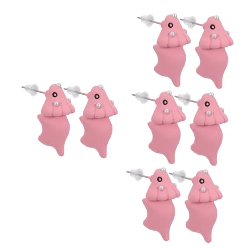 2 Paare Mädchen Frauen tragen Post Mode Ohrringe Hundebiss tierische Ohrohrstecker Polymerton weiße Fräulein kleine Tiere von KXQYIKYI