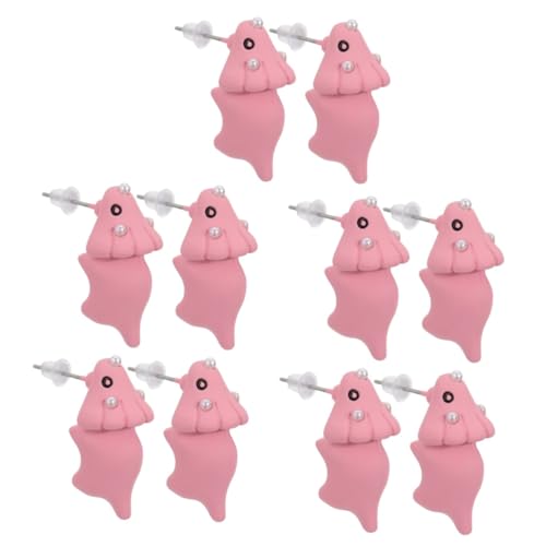 2 Paare Mädchen Frauen tragen Post Mode Ohrringe Hundebiss tierische Ohrohrstecker Polymerton weiße Fräulein kleine Tiere von KXQYIKYI