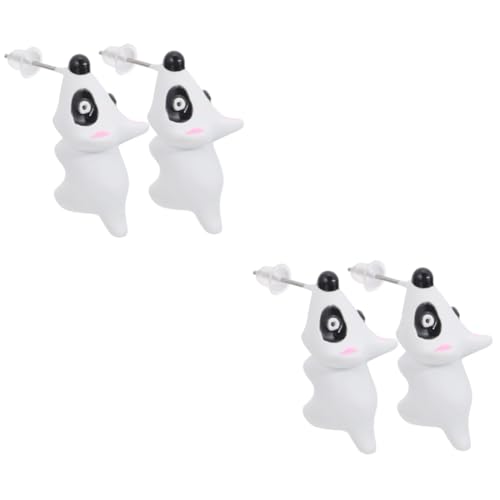 2 Paare Mädchen Frauen tragen Post Mode Ohrringe Hundebiss tierische Ohrohrstecker Polymerton weiße Fräulein kleine Tiere von KXQYIKYI