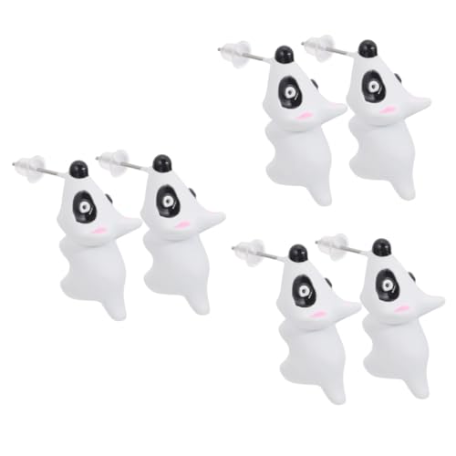 2 Paare Mädchen Frauen tragen Post Mode Ohrringe Hundebiss tierische Ohrohrstecker Polymerton weiße Fräulein kleine Tiere von KXQYIKYI