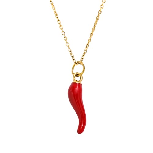Accessorie Sterling Silber Bunte italienische Horn Halskette für Männer Männer, Cornicello Halskette - italienischer Horncharme, Chilischpfeffer -Halskette, italienische Pfeffer -Halskette zum von KXQYIKYI