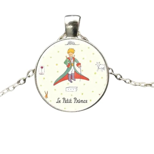 Accessorie Sterling Silver Fox Halskette für Frauen und Männer, Fuchs unter dem Mond kleine Prinz Halskette Glas Halskette, Fuchsmädchen anfängliche Halskette, Fuchsschmuck für Frauen, Therian von KXQYIKYI