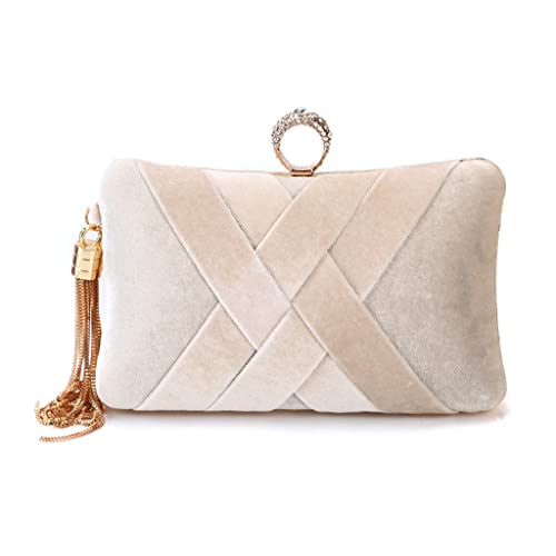 Criss-Cross Velvet Women Evening Bags Metall Diamonds kleiner Tag Kupplung Quasten Fashion Lady Handtaschen Geldbeutel Tasche (e) von KXQYIKYI