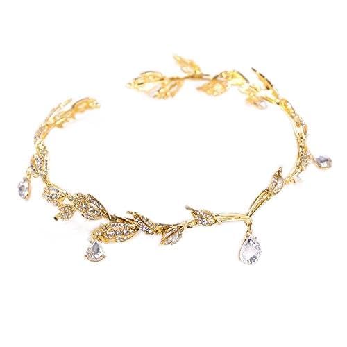 Diamond Tiara Vintage Kristall Braut Tiara Hochzeit Strassstropfen Blatt Tiara Krone Tiara Front Ornament Brautjungfern Haarzubehör von KXQYIKYI