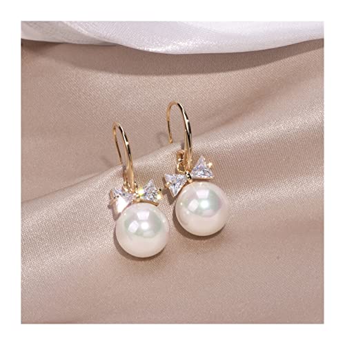Drop Dangle für Frauen Kubikzirkonia Bowknot Braut Hochzeit Perlenschmuck Geschenke High-End-Ohrringe von KXQYIKYI