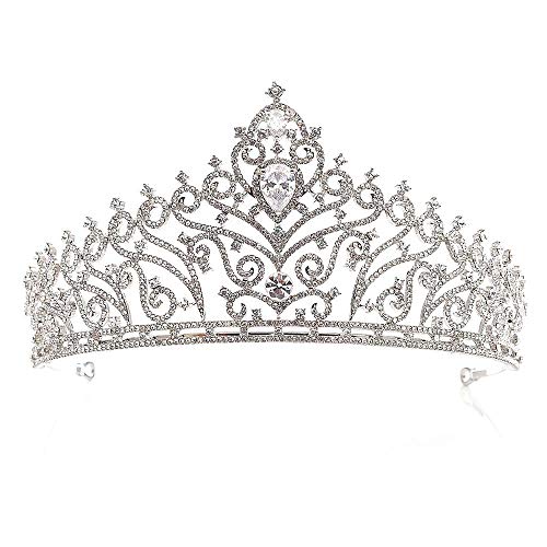 Elegante Krähe -Brautkristall -Tiara Kronen Prinzessin Queepageant Prom Stids Tiara Stirnband Hochzeit, Größe: 15 * 7,7 cmr: Silve (Silber 15 * 7,7 cm) von KXQYIKYI