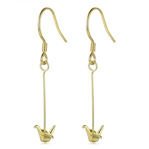 Gestüt schöne Papierkran süße lange Dangle Ohrringe für Frauen Mädchen Lady Lady von KXQYIKYI