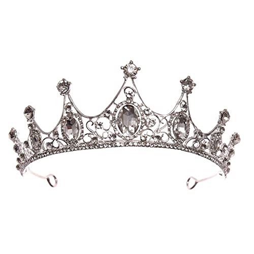 Haarschmuck Krone Tiaras für Frauen Frauen Barockkristallkronen Tiara Vintage Strasskronen Diadems Stirnbänder Braut Hochzeit Haarzubehör Mode Schmuck (Farbe: B Weiß) von KXQYIKYI