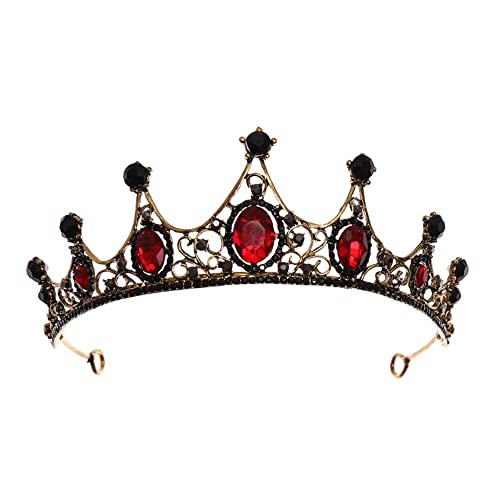 Haarschmuck Krone Tiaras für Frauen Frauen Barockkristallkronen Tiara Vintage Strasskronen Kronen Diadems Stirnbänder Braut Hochzeit Haarzubehör Mode Schmuck (Farbe: B rot) von KXQYIKYI