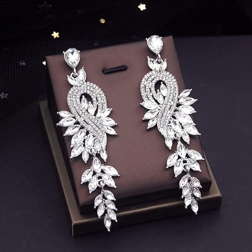 Haarschmuck Krone Tiaras für Frauen Goldfarben Brauthochzeitskrone mit Ohrringen Braut Diadem Prinzessin Abend Tiaras und Kronen Schmuck Haarzubehör (Farbe: Silberohrring) von KXQYIKYI