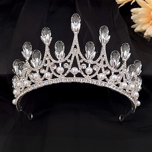 Haarschmuck Krone Tiaras für Frauen Hochzeit Kronhaar Schmuck Braut Haarzubehör Frauen Barockkronversestones Kristalltiaras Königin Party Schmuck (Farbe: Krone 8) von KXQYIKYI