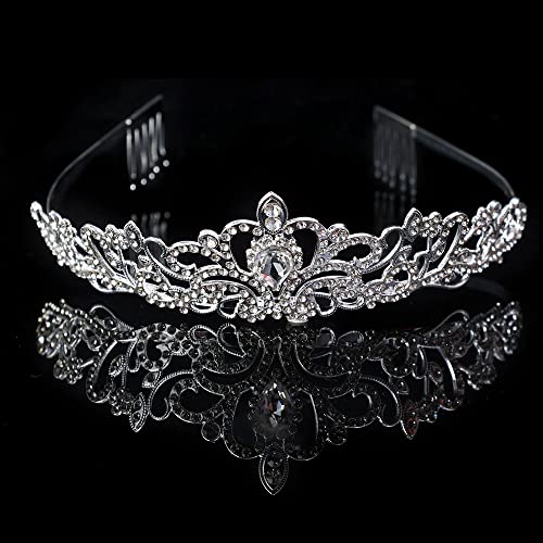 Haarschmuck Krone Tiaras für Frauen Kristallkrone für Frauen Hochzeit Brautkronen Kopfbedeckung Spritzer Prinzessin Königin Brautkron Mädchen Haarschmuck für Geburtstagsfeier (Farbe: A1) von KXQYIKYI