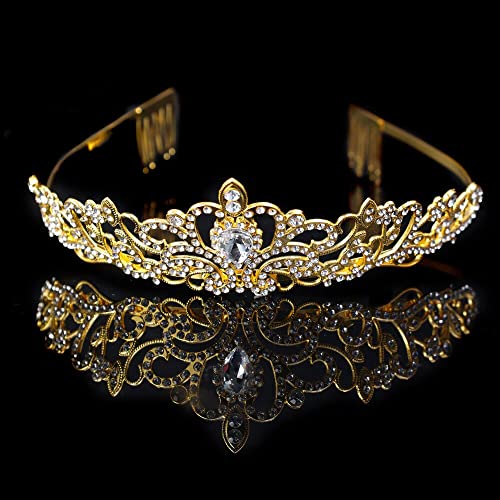 Haarschmuck Krone Tiaras für Frauen Kristallkrone für Frauen Hochzeit Brautkronen Kopfbedeckung Sprudel Prinzessin Königin Brautkron Mädchen Haarschmuck für Geburtstagsfeier (Farbe: A2) von KXQYIKYI