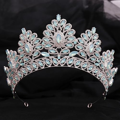 Haarschmuck Krone Tiaras für Frauen große Tiaras und Kronen für Braut Hochzeit Barock Stirnbänder König und Königin Kronen Wassertropfen Strass entwirft Haarbänder Schmuck (Farbe: E) von KXQYIKYI