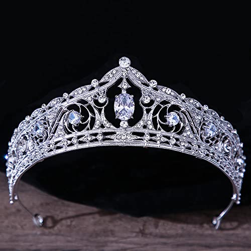 Haarschmuck Krone Tiaras für Frauen koreanische Luxus weiße Kristallkronhaarzubehör Tiara Frauen Hochzeit Strassbraut Silber Farbe Kronhaar Schmuck (Farbe: Silber Weiß-08) von KXQYIKYI