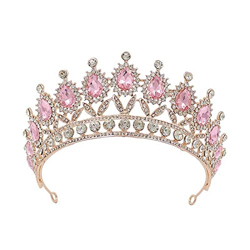 Haarzubehör für Frauen Kristallkronen Perle Braut -Tiaras Stirnband Blumenstod Hochzeitsdiadem für Braut Ehe Geschenke F (BS) (b klein) von KXQYIKYI
