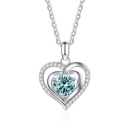 KXQYIKYI 1,0 ct Moissanit Anhänger Halskette Sterling Silber Silver Heart Halskette Muttertag Jubiläums Geburtstag für Frauen von KXQYIKYI