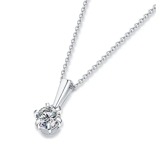 KXQYIKYI 1 Karat Real Moissanit Anhänger Halskette für Frauen 100% 925 Sterling Silber Hochzeit Engagement Schmuck von KXQYIKYI