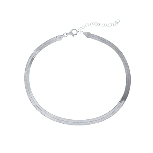 KXQYIKYI 925 Choker -Halsketten weibliche Schlüsselbeutel Kette Flache Schlangen Halskette für Frauen feines Accessoires von KXQYIKYI