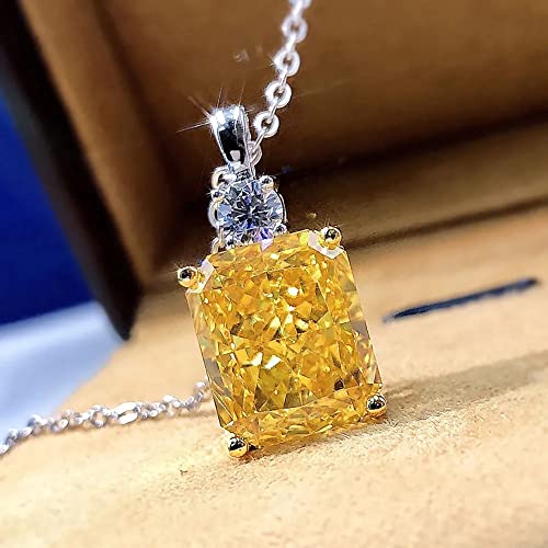 KXQYIKYI 925 Sterling Silber 10 * 12 mm Schnitttopaz Anhänger 925 Sterling Silber Halskette für Frauen Schmuck von KXQYIKYI