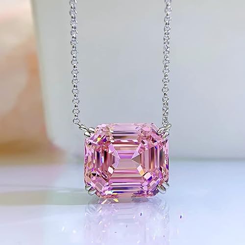 KXQYIKYI 925 Sterling Silber 14 * 16 mm rechteckige Pagode Halskette hoher Kohlenstoff Diamant für Frauen funkelnde Hochzeit Schmuck von KXQYIKYI