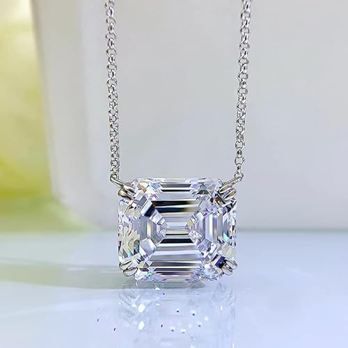 KXQYIKYI 925 Sterling Silber 14 * 16 mm rechteckige Pagode Halskette hoher Kohlenstoff Diamant für Frauen funkelnde Hochzeit Schmuck von KXQYIKYI