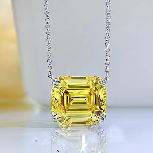 KXQYIKYI 925 Sterling Silber 14 * 16 mm rechteckige Pagode Halskette hoher Kohlenstoff Diamant für Frauen funkelnde Hochzeit Schmuck von KXQYIKYI