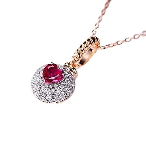 KXQYIKYI 925 Sterling Silber Heart Cut Ruby Diamond Anhänger Halsketten für Frauen mit goldplattiertem Schmuck von KXQYIKYI