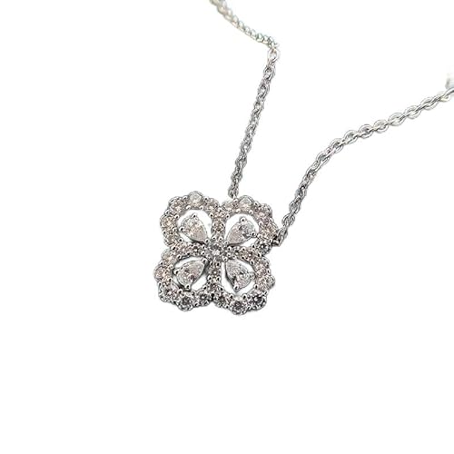 KXQYIKYI 925 Sterling Silber Vierblätter Sparking Zirkon Anhänger Halskette für Frauen Schmuck S von KXQYIKYI