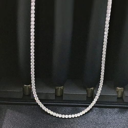 KXQYIKYI 925 Sterlingsilber 3 mm 3 mm volle Diamantketten Halskette für Frauen funkelnde Hochzeit Schmuck von KXQYIKYI